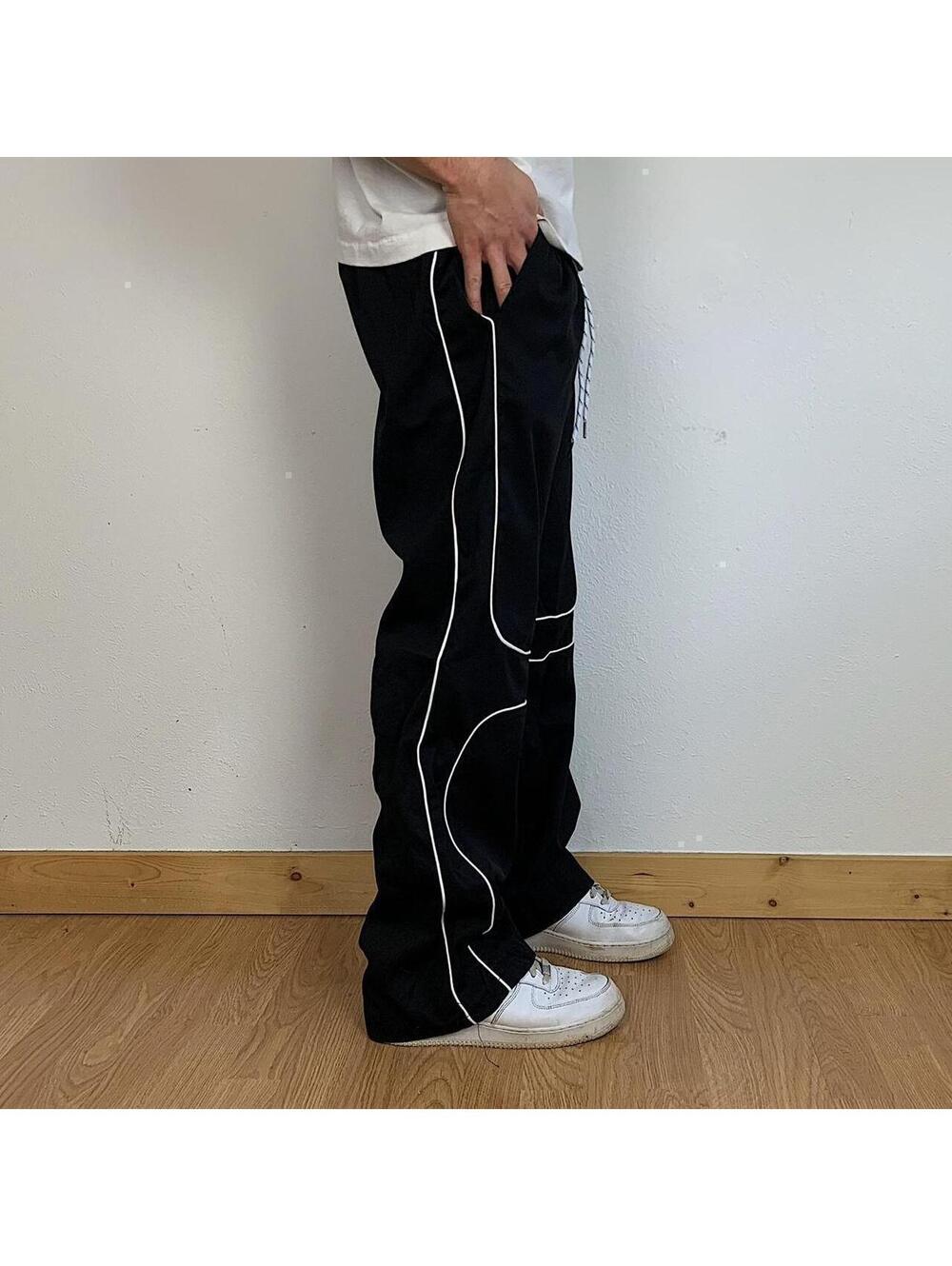 Cyber Y2k 2000s essential baggy loose lightweight striped black and white